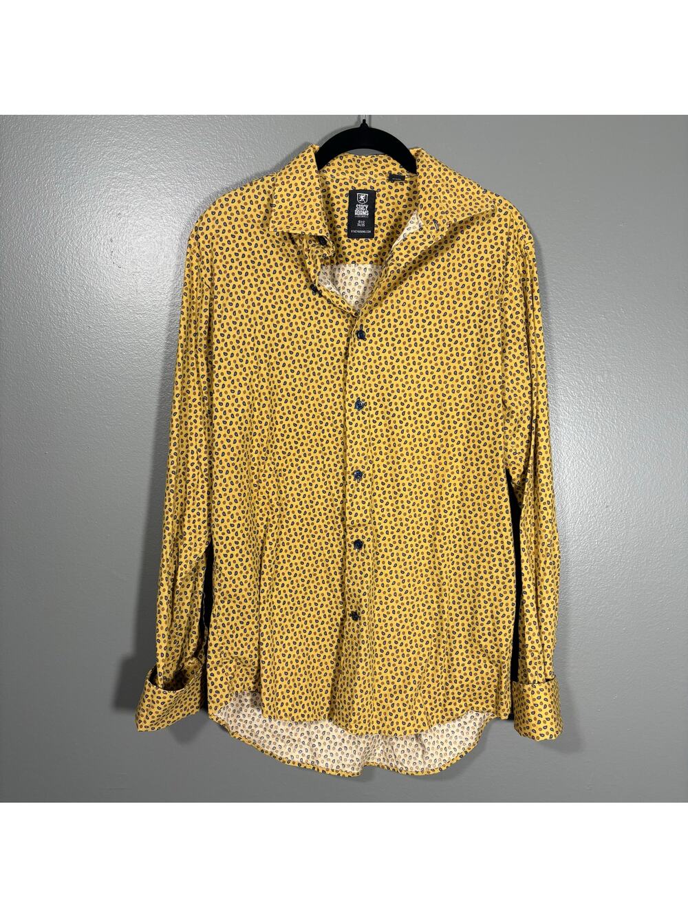 Stacy Adams Yellow Paisley Print Long Sleeve Button Up Shirt - Size 15-1/2 34/35